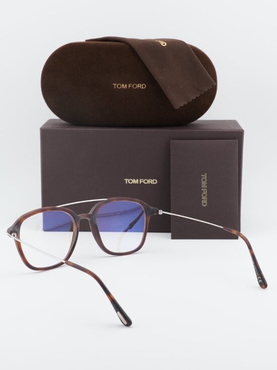 Tom Ford FT5610-B 056 Square Eyeglasses 53mm – Havana / Blue Light Block